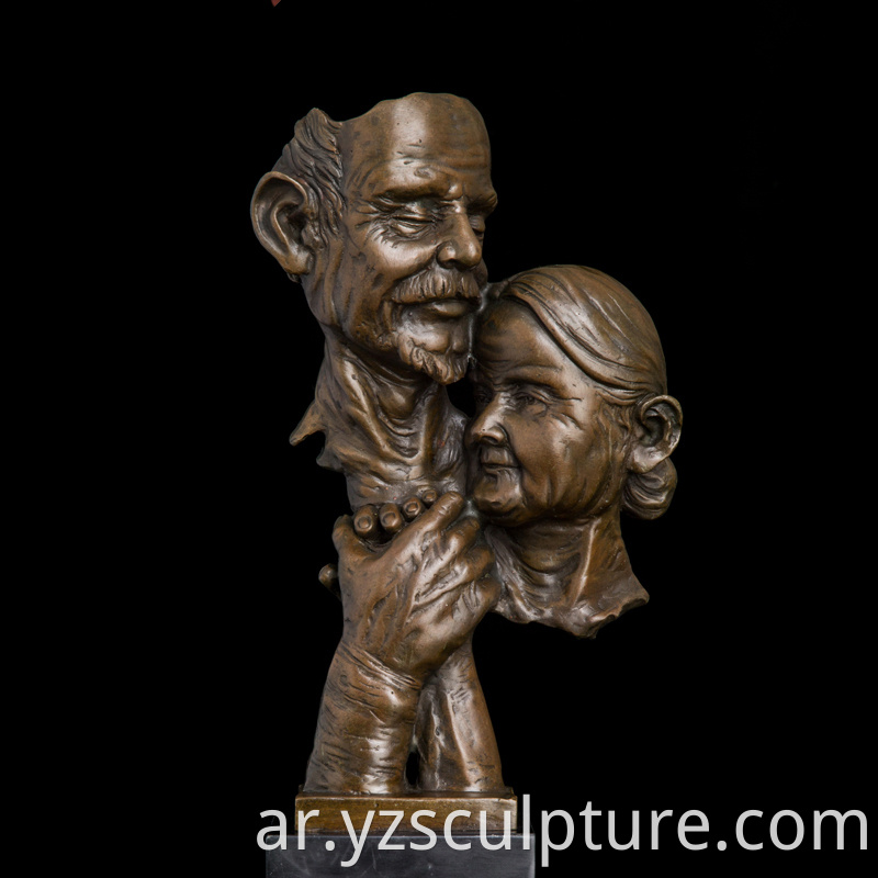 Couple bronze bust